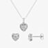 9ct White Gold Diamond Heart Pendant and Earrings Set THS24109-50