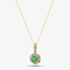  9ct Yellow Gold Emerald & 0.09ct Diamond Halo Pendant Necklace OJP1701-E