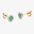 9ct Yellow Gold Emerald & Diamond Cluster Stud Earrings NTE409EMD-9YG