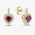 9ct Yellow Gold Ruby & Diamond Heart Stud Earrings RJE04752-R