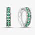 9ct White Gold Emerald and Diamond Three Row Hoop Earrings PE04865 EM