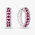9ct White Gold Ruby and Diamond Three Row Hoop Earrings PE04865 RU