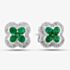 9ct White Gold Emerald and Diamond Quatrefoil Cluster Stud Earrings PE04942 EM