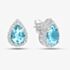 9ct White Gold Pear Shaped Blue Topaz & 0.13ct Diamond Halo Stud Earrings PE03553W BT