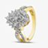 9ct Yellow Gold 1.00ct Diamond Cluster Shoulder Set Ring THR31389-100