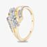 9ct Yellow Gold 0.50ct Diamond Flower Cluster Crossover Ring THR26237-50