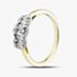 9ct Two Colour Gold Oval Cut Diamond Triple Cluster Ring L32285/50 YW