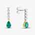18ct Yellow Gold 0.72ct Pear Cut Emerald & 0.30ct Brilliant Cut Diamond Dropper Earrings 49724J5