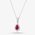 18ct White Gold 1.10ct Pear Cut Ruby & 0.41ct Brilliant Cut Diamond Pendant Necklace LG238/EA(RU)-PR