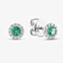 18ct White Gold Emerald & Diamond Cluster Stud Earrings 46845