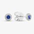 18ct White Gold Sapphire & Diamond Halo Stud Earrings 26845