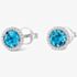 Tivon Classic 18ct White Gold Round Swiss Blue Topaz & Diamond Cluster Stud Earrings EW-0871-BT