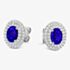 Tivon 18ct White Gold Oval Tanzanite and Diamond Halo Cluster Stud Earrings EW-0907-TZ