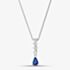18ct White Gold 0.44ct Pear Cut Sapphire & 0.15ct Brilliant Cut Diamond Necklace 29290