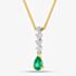 18ct Yellow Gold 0.40ct Pear Cut Emerald & 0.15ct Brilliant Cut Diamond Pendant Necklace 49290