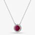 18ct White Gold Brilliant Cut Ruby & Diamond Halo Necklace P39072GW18RB