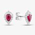 18ct White Gold 0.80ct Pear Cut Ruby & 0.28ct Brilliant Cut Diamond Stud Earrings LG238/PA(RU)