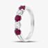 Platinum Silver 0.82ct Brilliant Cut Ruby & 0.40ct Diamond Five Stone Ring 32707