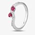 18ct White Gold Ruby and Diamond Wave Ring 9719/18W/DQ7R-0.13CT N
