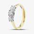 1888 Collection 18ct Yellow Gold Certificated 1.00ct Round Cut Diamond Three Stone Ring R3-145(1.00CT PLUS)
