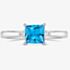 Tivon 18ct White Gold Princess Cut 0.60ct Blue Topaz Three Stone Ring RW-1654-BT
