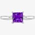 Tivon 18ct White Gold Princess Cut 0.80ct Amethyst Three Stone Ring RW-1665-AM