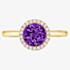 Tivon 18ct Yellow Gold & Brilliant Cut 0.75ct Amethyst Diamond Halo Ring RY-1656-AM