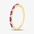 Silver Gold Plated Red Baguette & Brilliant Cut Cubic Zirconia Half Eternity Ring S2209Y