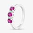 Sterling Silver Oval & Brilliant Cut Red & White Three Stone Ring S2226