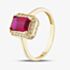 Gold Impression 9ct Yellow Gold Emerald Cut Red Cubic Zirconia Cluster Ring RBE047R