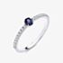 Fashionista Silver Sterling Silver Oval Cut Simulated Sapphire & Cubic Zirconia Shoulder Set Solitaire Ring S2232