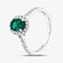 Sterling Silver Oval Cut Green Cubic Zirconia Shoulder Set Cluster Ring S2173