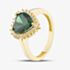 9ct Yellow Gold Green Cubic Zirconia Heart Halo Ring RBD026YEM