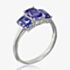 9ct White Gold 1.81ct Cushion Cut Tanzanite Three Stone Ring DOM335