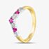 9ct Yellow Gold Red & Clear Crystal Wishbone Ring DIV003R