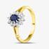 9ct Yellow Gold Blue & Clear Crystal Cluster Ring DIV006B