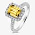 Sterling Silver Emerald Cut Yellow Cubic Zirconia Halo Ring SRG0028YZ