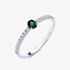 Fashionista Silver Sterling Silver Oval Cut Simulated Emerald & Cubic Zirconia Shoulder Set Solitaire Ring S2233