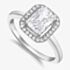 Sterling Silver Princess-Cut Crystal Halo Ring 8.84.8789