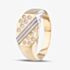 9ct Two Colour Gold Cubic Zirconia Striped Signet Ring DIV065