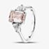 Platinum 2.72ct Certificated Pink Emerald Cut Lab Grown Diamond Trilogy Ring HLM516-3SEC08