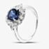 9ct White Gold 1.85ct Lab Grown Sapphire & 0.75ct Lab Grown Diamond Halo Ring LGR46788-SD