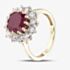 9ct Yellow Gold 3.95ct Lab Grown Ruby & 1.00ct Lab Grown Diamond Halo Ring LGR47396-RD