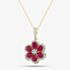 9ct Yellow Gold 1.50ct Lab Grown Ruby & 0.25ct Lab Grown Diamond Flower Pendant Necklace LGP44563-RD