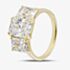 18ct Yellow Gold 5.09ct Certificated Radiant Cut Lab Grown Diamond Three Stone Ring U3804