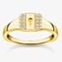 THOMAS SABO 18ct Yellow Gold Plated & Cubic Zirconia Padlock Signet Ring TR2372-414-14