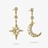 THOMAS SABO 18ct Yellow Gold Plated Cubic Zirconia Moon & Star Drop Stud Earrings H2379-M01-14