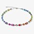 Coeur De Lion GeoCUBE Multicolour Rainbow Silver Crystal Bead Necklace 2838/10-1520