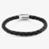 Unique Braided Black Leather & Stainless Steel Bracelet B569BL/21CM