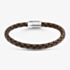 Unique Braided Brown Leather & Stainless Steel Bracelet B569DB/21CM